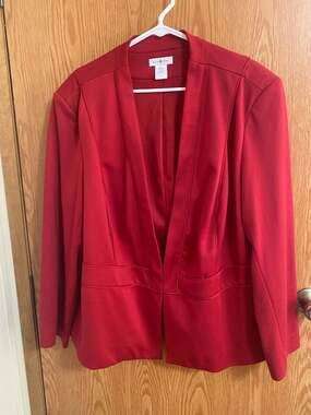 Kate & Rosy Red Blazer Size 2X Open Front Suit Jacket